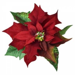 Ozdoba s klipem poinsettia květina červená 20cm, dekorace