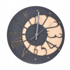 Nástěnné hodiny Design KLASIC, průměr 30 cm, bříza/antracit