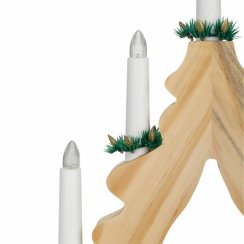 Dřevěný svícen, vánoční stromek LED 5 svíček
