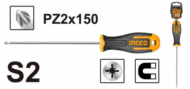 Skrutkovač krížový 6x150mm PZ2 S2 INGCO