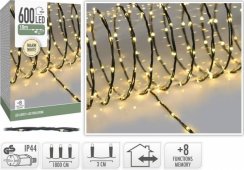 Svetlo vianočné 600 LED teplá biela, s funkciami, vonkajšie /vnútorné