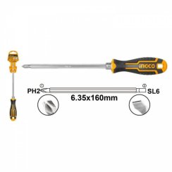 Šroubovák s oboustranným hrotem 6,3x160mm CrV INGCO