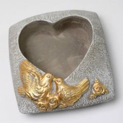 Dekorace/obal náhrobek srdce 20,5x20x8 cm šedozlatý