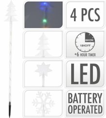 Vánoční osvětlení 36 LED barev, 75 cm, 4 ks, s časovačem, svítilny, venkovní, mix