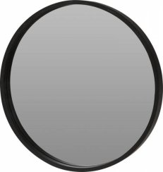 Nástěnné kulaté zrcadlo v černém dřevěném rámu, průměr 300x25mm, k zavěšení