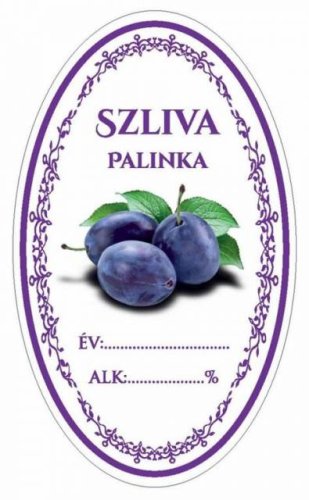 Samolepka home SLIVOVICA/SZILVA PALINKA ovál 16ks štítků HU