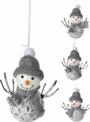 Závěsný ornament sněhulák 12x6,5x12 cm stříbrný mix