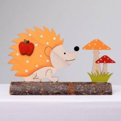 Figurka houby s ježkem 18x6x15 cm