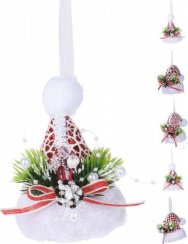 Závěsná čepice na ornament 10x8x21 cm červená/bílá směs