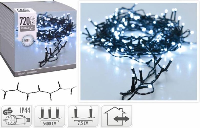 Vánoční osvětlení 720 LED studená bílá, venkovní/vnitřní