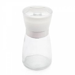Ruční mlýnek na pepř a sůl, 170 ml, sklo/plast, bílý