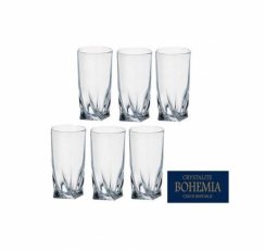 Sklenice na vodu dloplastá 350 ml 6ks sada QUADRO BOHEMIA glass