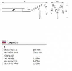 Třízubý krumpáč s rukojetí 106/550 mm