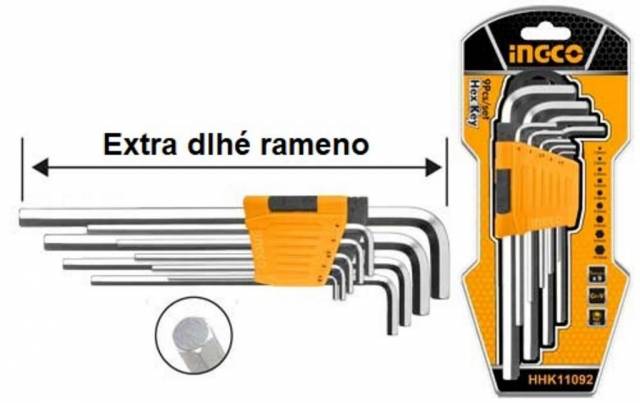 Rozšířená sada imbusových klíčů 9 ks CrV 1,5-10 mm INGCO