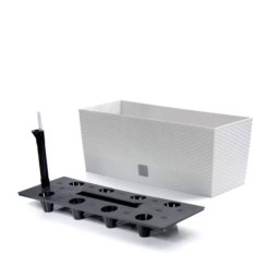 Plastový box, samozavlažovací, rozměry 51x19x19cm, RATO, imitace ratanu, bílý