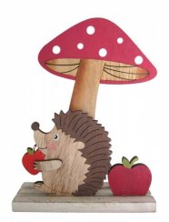 Dekorace ježka s muchomůrkou 15x20,5 cm