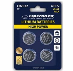 Lítium elem CR 2032, 3V, buborékcsomagolás 4db ESPERANZA