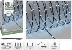 Svetlo vianočné 600 LED studená biela, s funkciami, vonkajšie /vnútorné