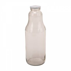 Skleněná láhev na mléko/syrup 1000 ml s bílým uzávěrem