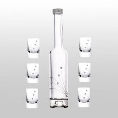SWAROVSKI CRYSTALS láhev na alkohol a láhev, sada 6+1 ks