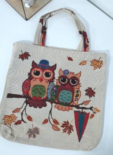 Nákupní taška z gobelínu, design Owl autumn