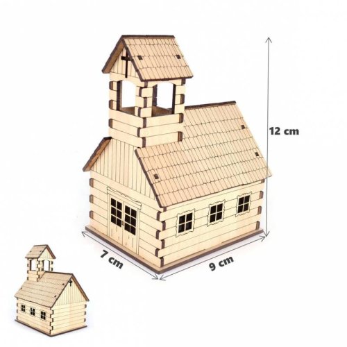 Dekorace kostel 7x9x12 cm dřevo