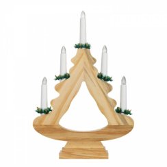 Dřevěný svícen, vánoční stromek LED 5 svíček